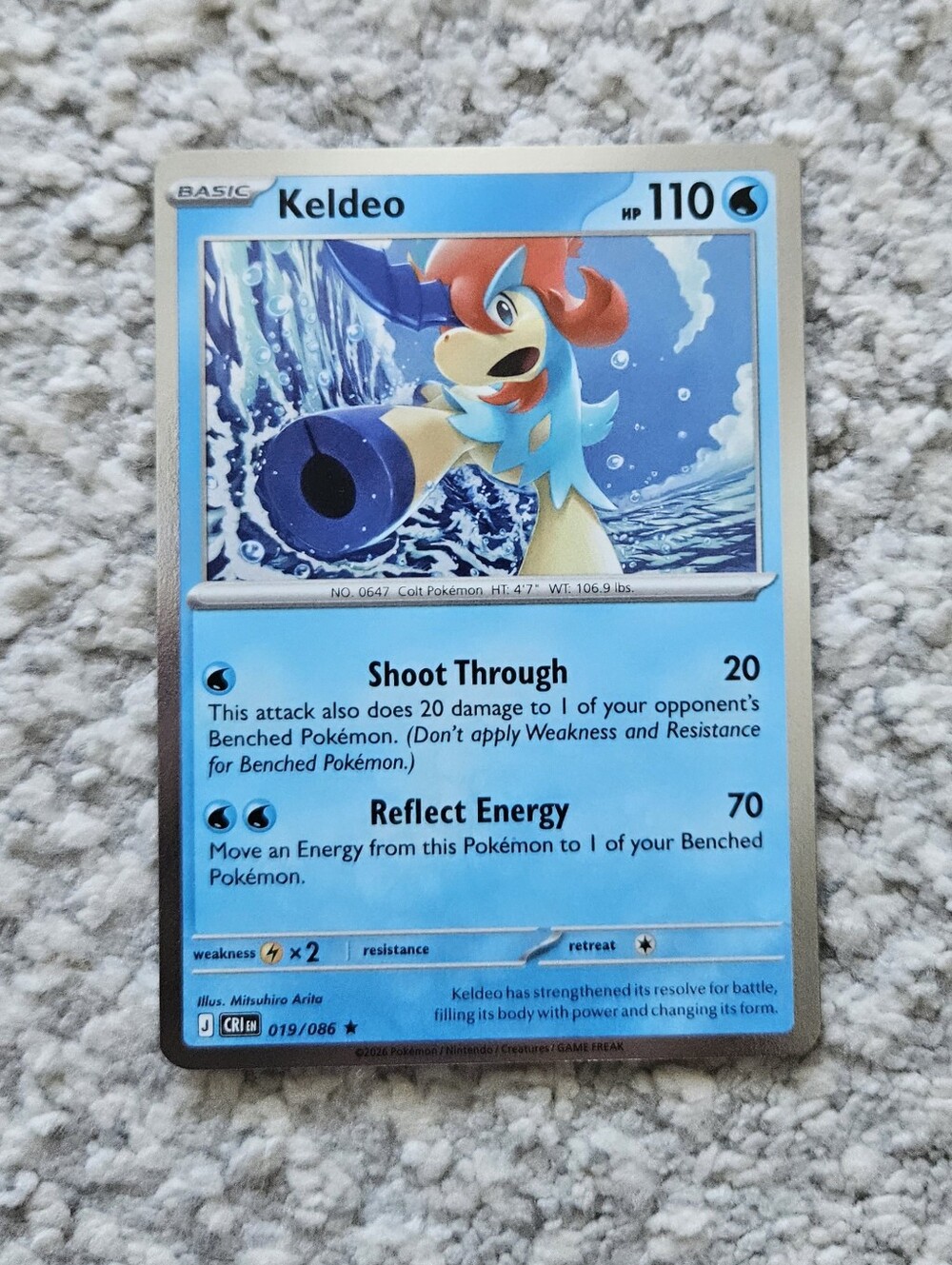 POKEMON TCG Card Keldeo Holo Chaos Rising Rare 019/086